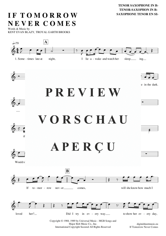 Product gallery: Page 2 of 4 If Tomorrow Never Comes , Keatin, Ronan, Tenor Saxophone