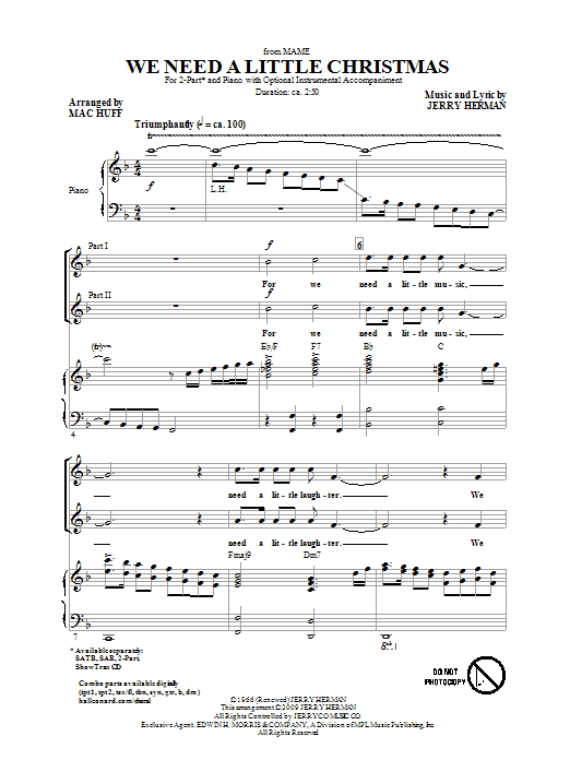 Product gallery: Page 1 of 1 We Need A Little Christmas (from Mame) (arr. Mac Huff), Jerry Herman