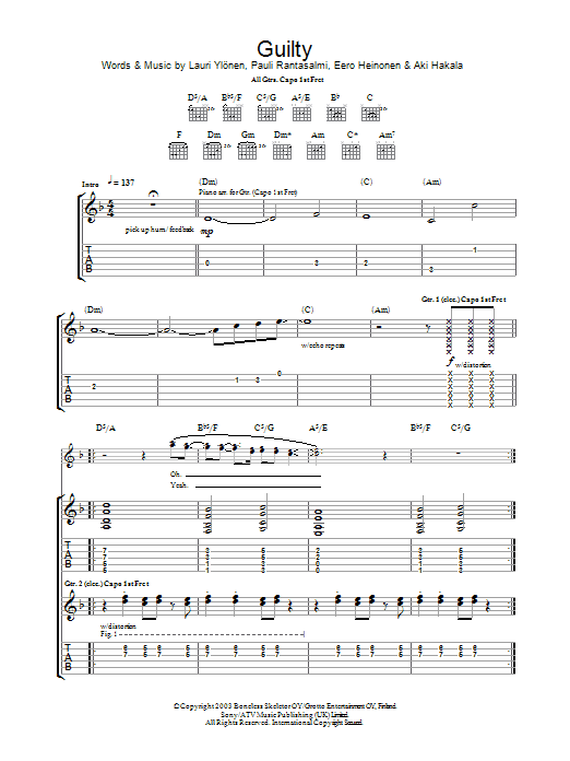 Produktgalerie: Seite 1 von 1 Guilty, The Rasmus, Gitarre