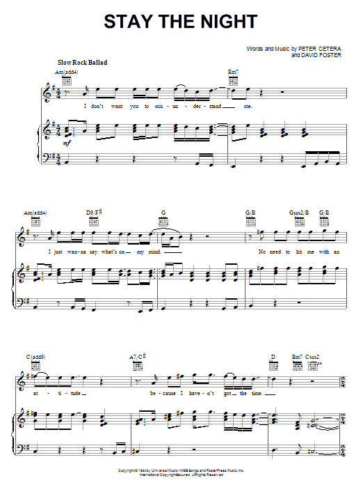 Produktgalerie: Seite 1 von 1 Stay The Night, Chicago, Gesang, Gitarre, Klavier