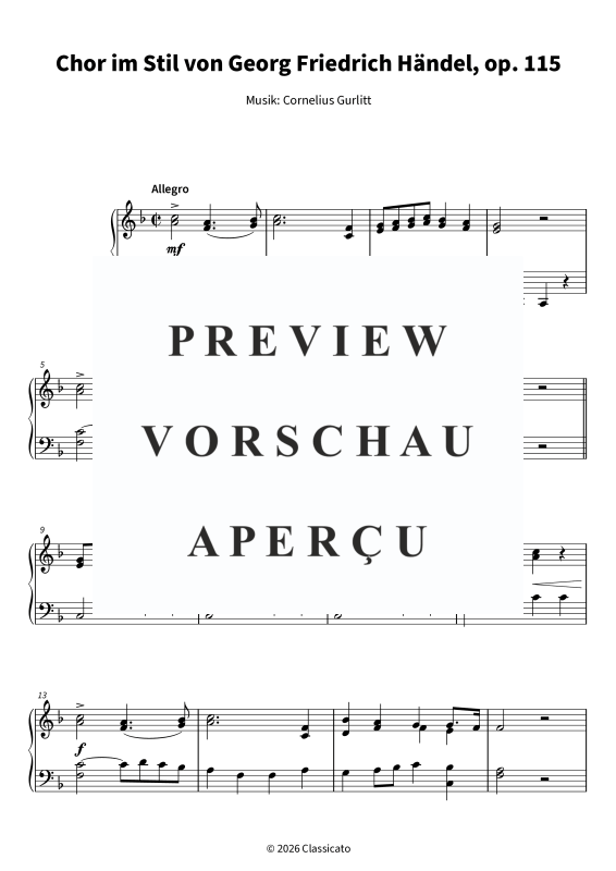 Produktgalerie: Seite 5 von 6 Chor im Händel-Stil über "Ach du lieber Augustin", , Klavier Solo
