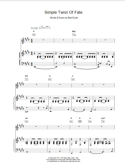 Produktgalerie: Seite 1 von 1 Simple Twist Of Fate, Bob Dylan, Gesang, Gitarre, Klavier