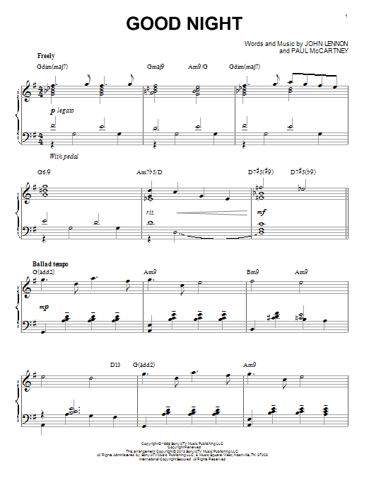 Product gallery: Page 1 of 1 Good Night [Jazz version] (arr. Brent Edstrom), The Beatles