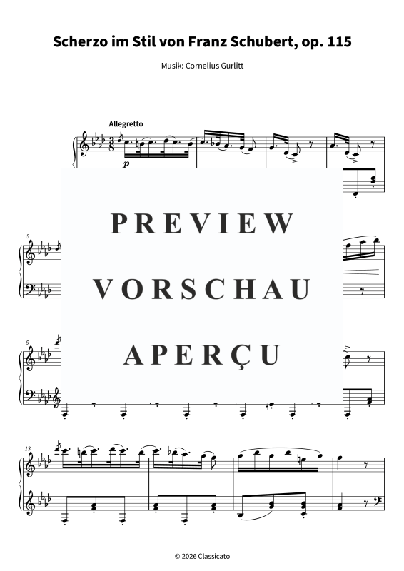 Produktgalerie: Seite 5 von 7 Scherzo im Schubert-Stil über "Ach du lieber Augustin", , Klavier Solo