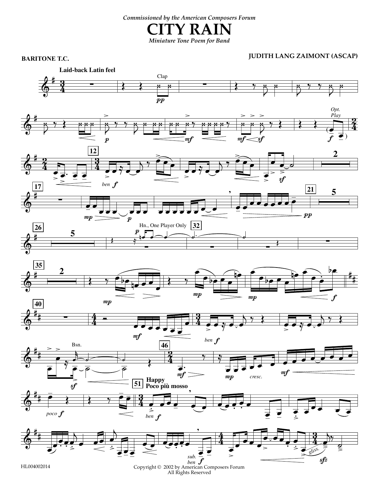 Produktbild zu: City Rain - Euphonium in Treble Clef