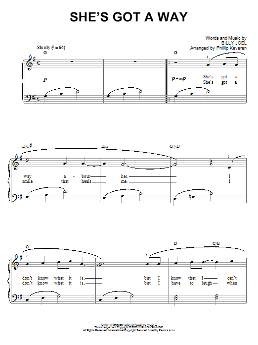Produktbild zu: She's Got A Way (arr. Phillip Keveren)