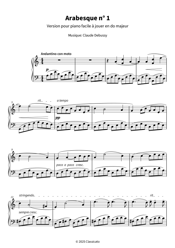 gallery: Arabesque - Version pour piano facile à jouer en do majeur, , Klavier Solo