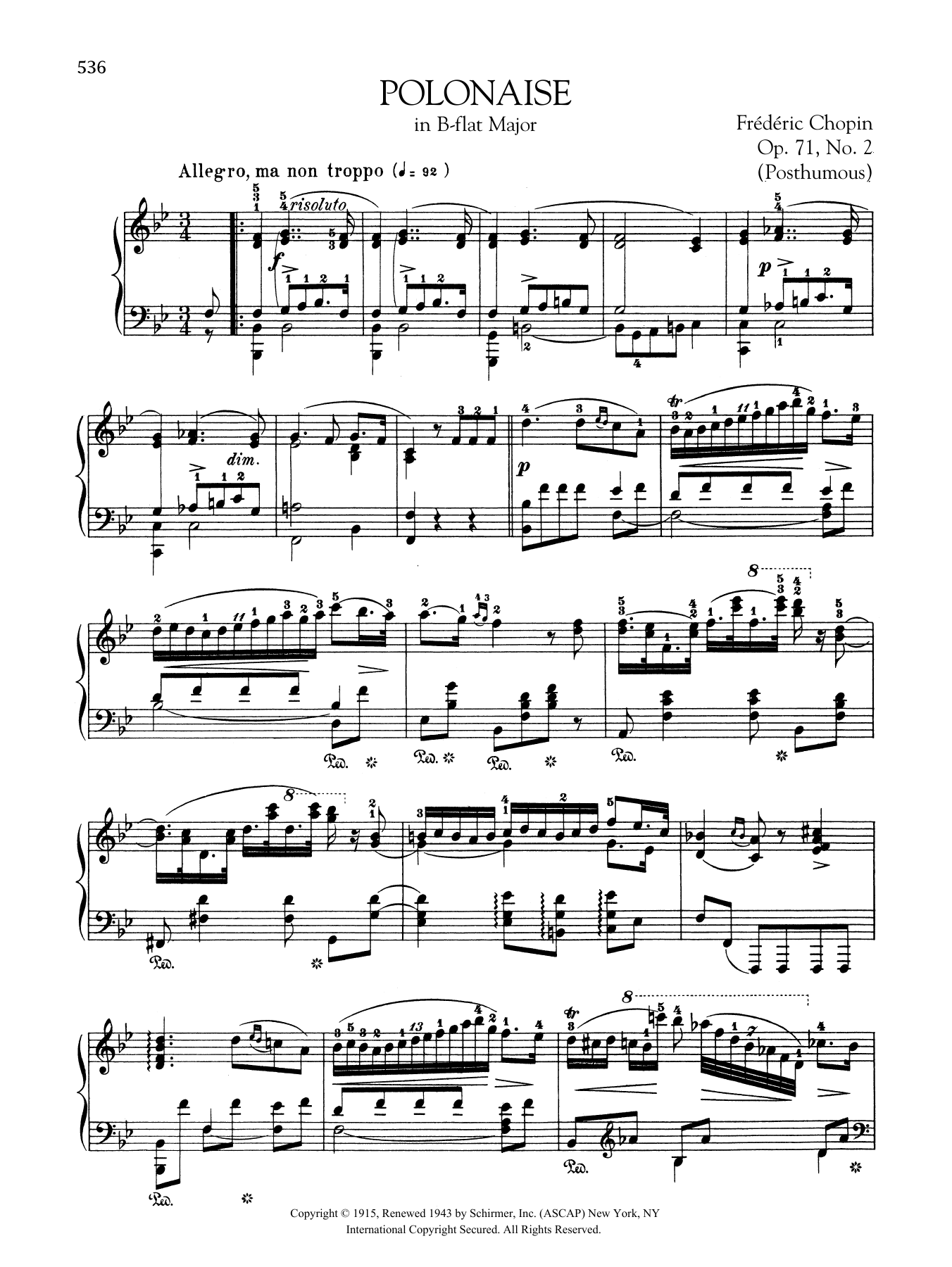 Product gallery: Page 1 of 1 Polonaise in B-flat Major, Op. 71, No. 2 (Posthumous), Frédéric Chopin