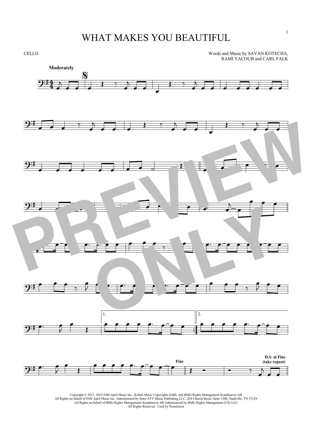 Produktgalerie: Seite 1 von 1 What Makes You Beautiful, One Direction, Violoncello