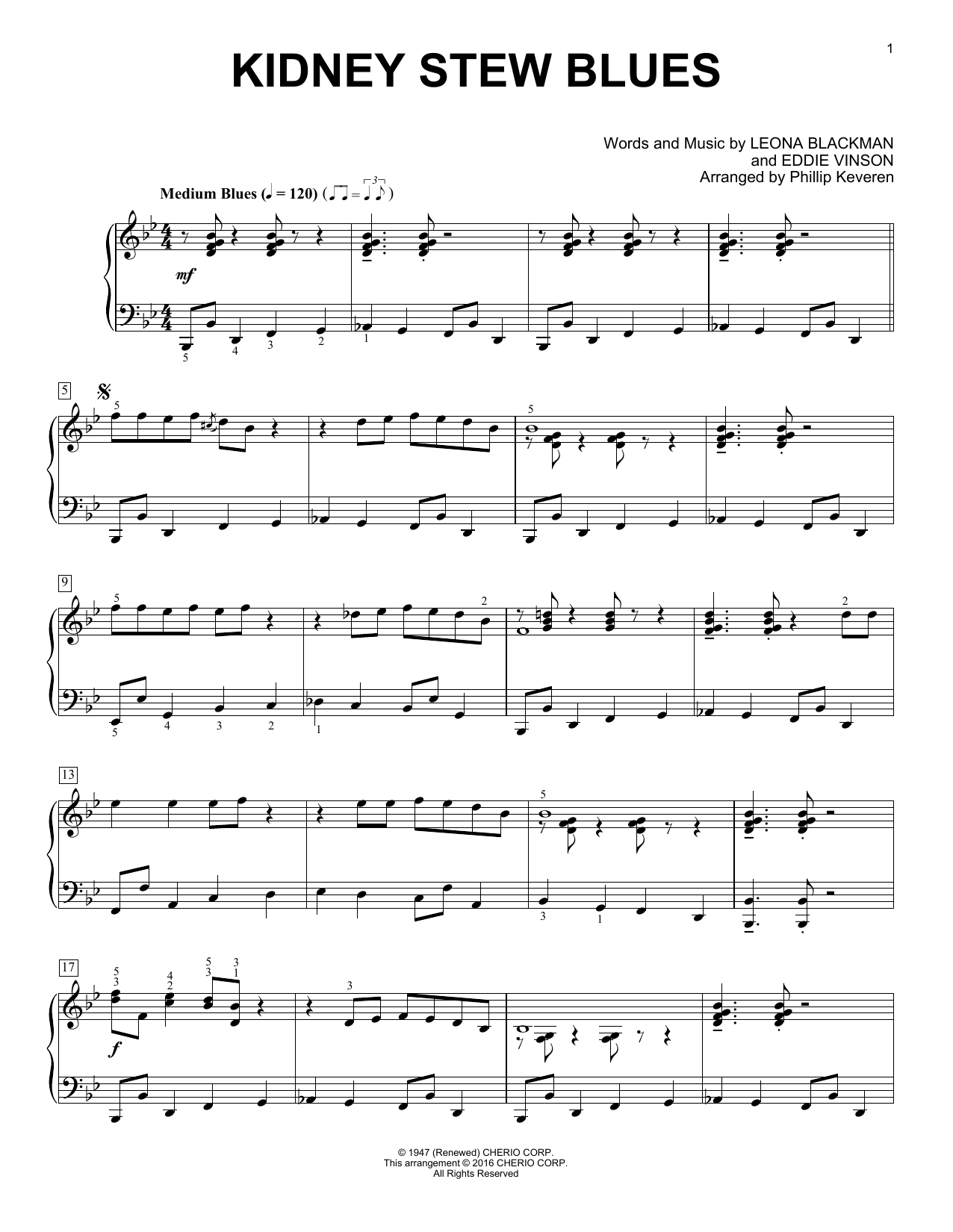 Product gallery: Page 1 of 1 Kidney Stew Blues (arr. Phillip Keveren), Eddie Vinson