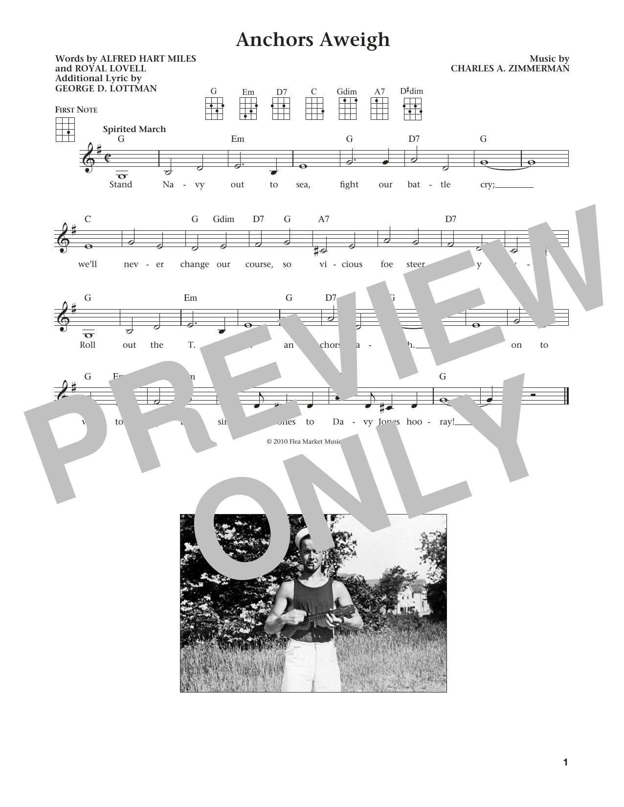 Product gallery: Page 1 of 1 Anchors Aweigh (from The Daily Ukulele) (arr. Liz and Jim Beloff), Charles A. Zimmerman