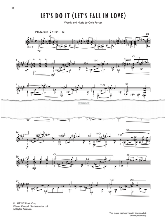Produktgalerie: Seite 1 von 1 Let's Do It (Let's Fall In Love), Cole Porter, Gitarre