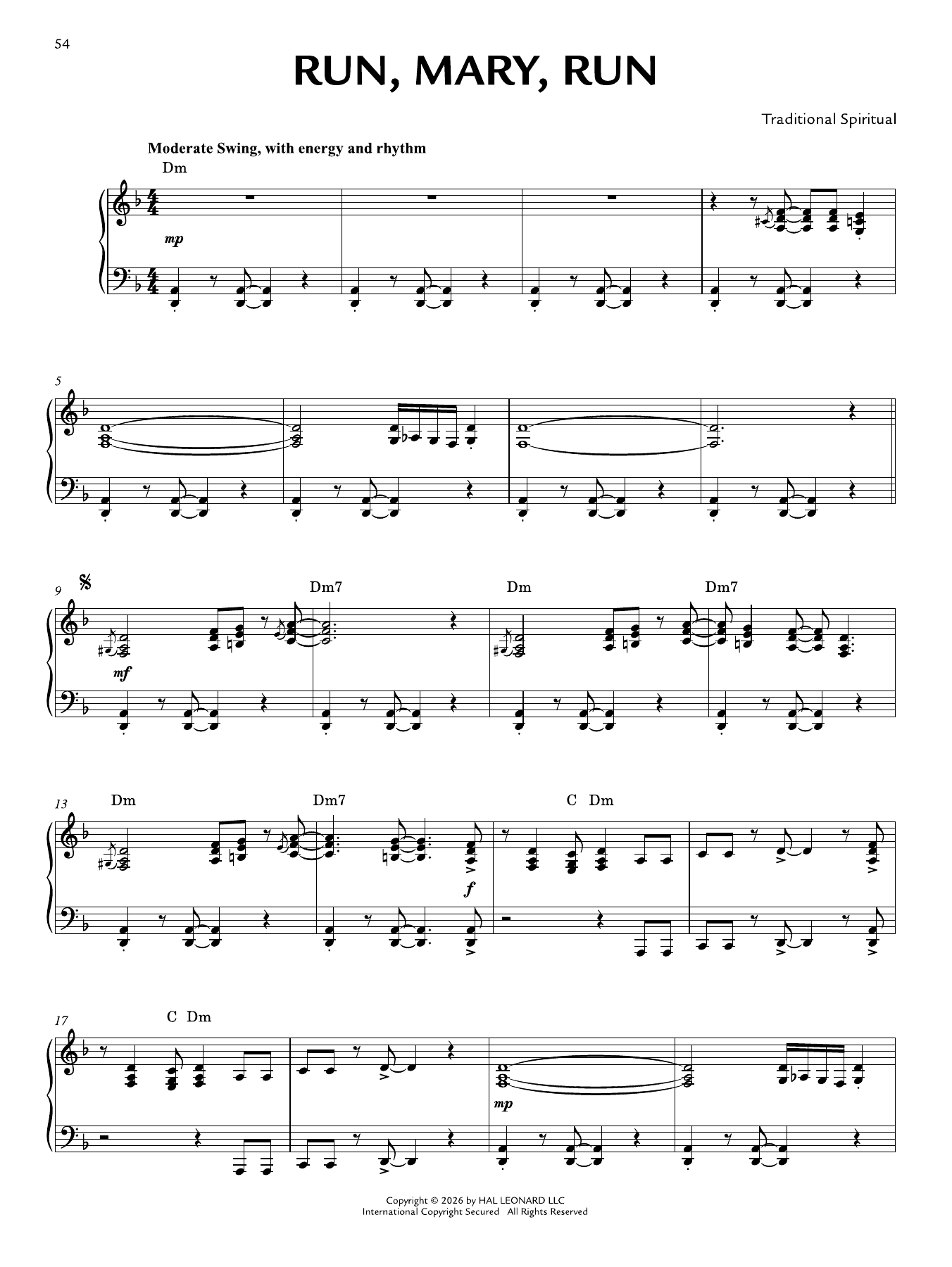 Produktgalerie: Seite 1 von 1 Run, Mary, Run [Jazz version] (arr. Brent Edstrom), Traditional Spiritual, Klavier