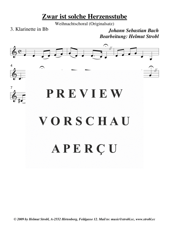 gallery: Zwar ist solche Herzensstube, , Klarinettenquartett