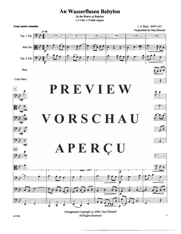 Produktgalerie: Seite 4 von 11 An Wasserflüssen Babylon BWV 653, , Posaunen Quintett