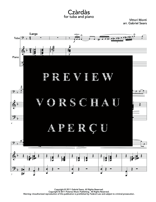 Product gallery: Page 5 of 11 Czardas, , (tuba and piano)