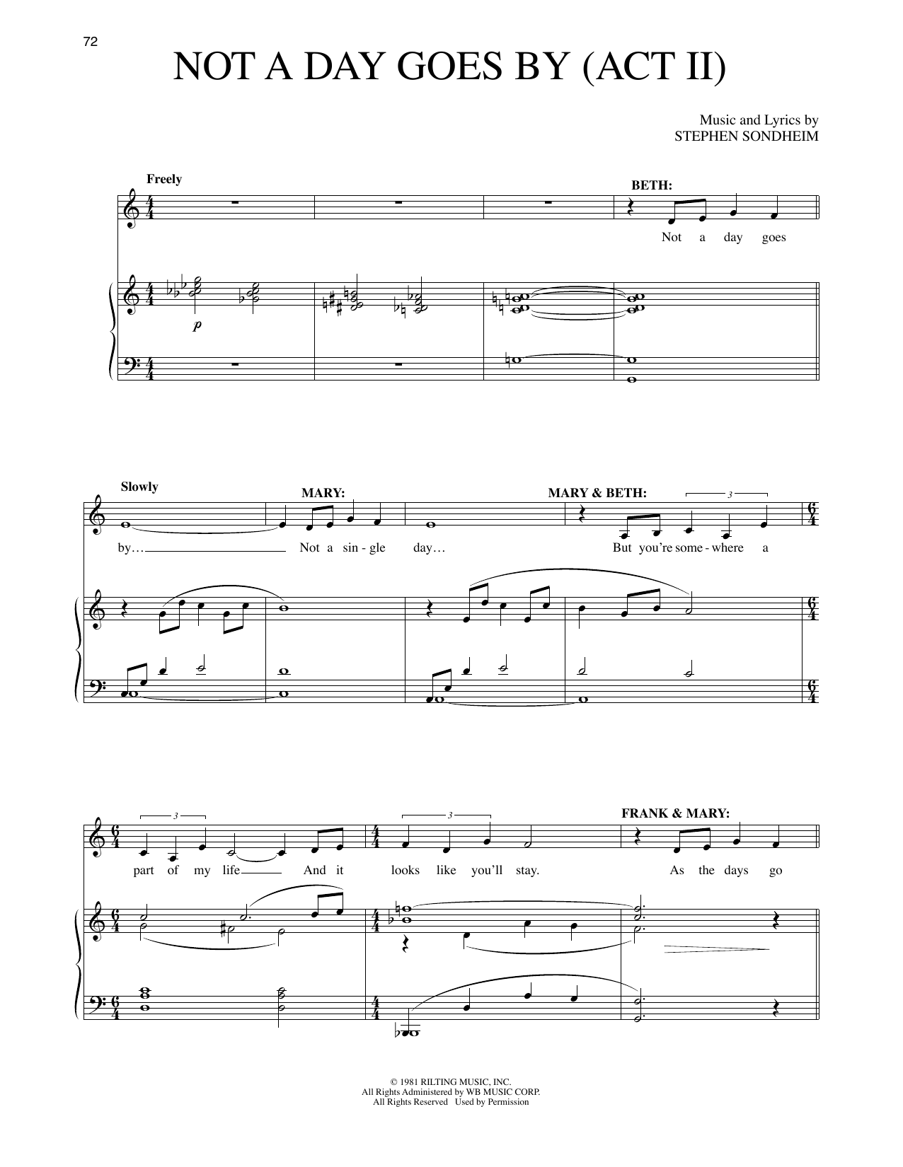Produktbild zu: Not A Day Goes By (Act II) (from Merrily We Roll Along)