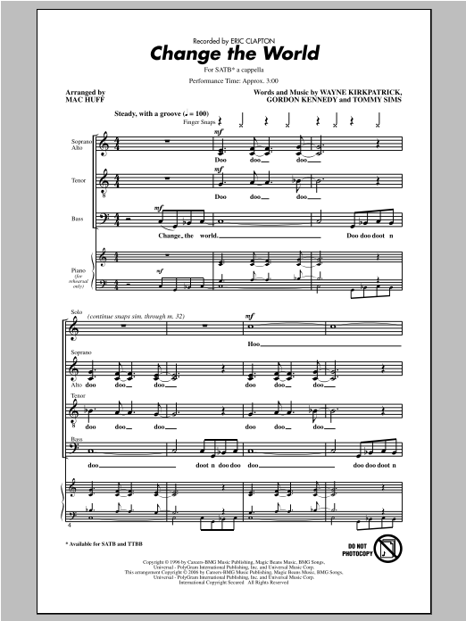 Produktbild zu: Change The World (arr. Mac Huff)