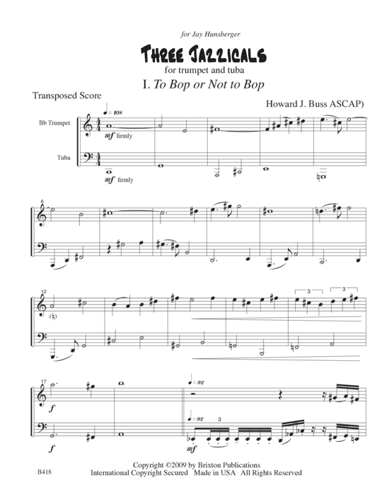 Produktbild zu: Three Jazzicals Howard J. Buss 