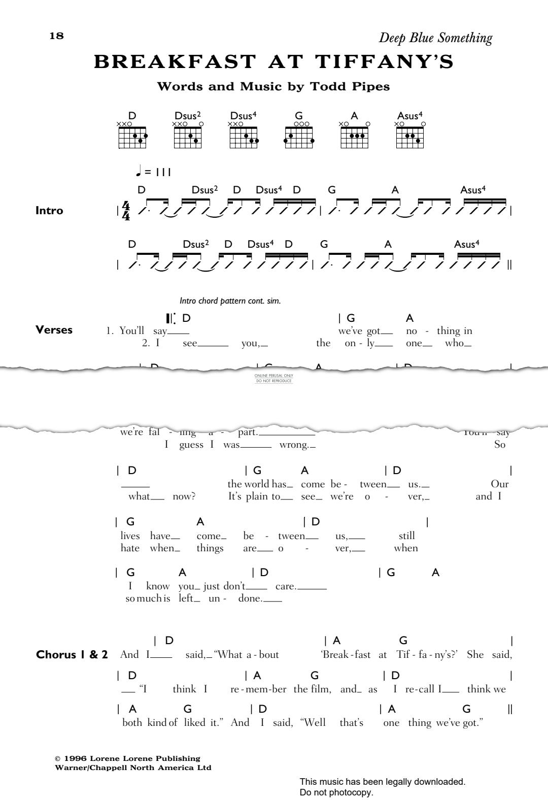 Product gallery: Page 1 of 1 Breakfast At Tiffany's, Deep Blue Something