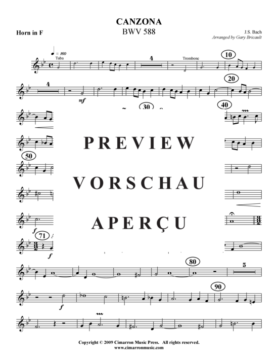 Produktgalerie: Seite 8 von 17 Canzona, BWV 588 , , (Blechbläserquintett)