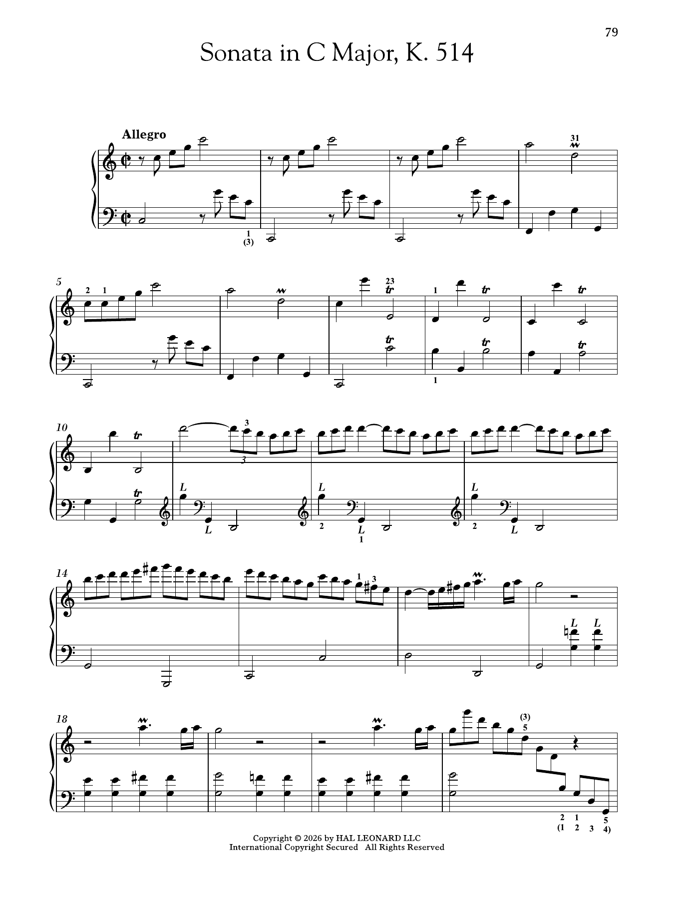 Produktgalerie: Seite 1 von 1 Sonata In C Major, K. 514, Domenico Scarlatti, Klavier