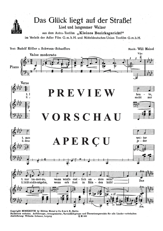 Produktgalerie: Seite 3 von 3 Das Glück liegt auf der Straße, , Klavier und Gesang