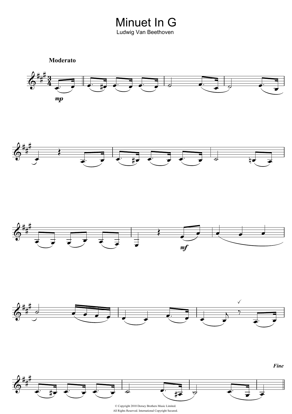 Product gallery: Page 1 of 1 Minuet In G, Ludwig Van Beethoven