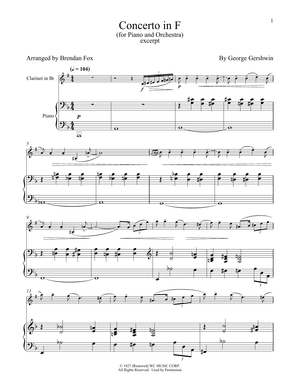 Product picture to: Concerto In F (For Piano & Orchestra) (excerpt)
