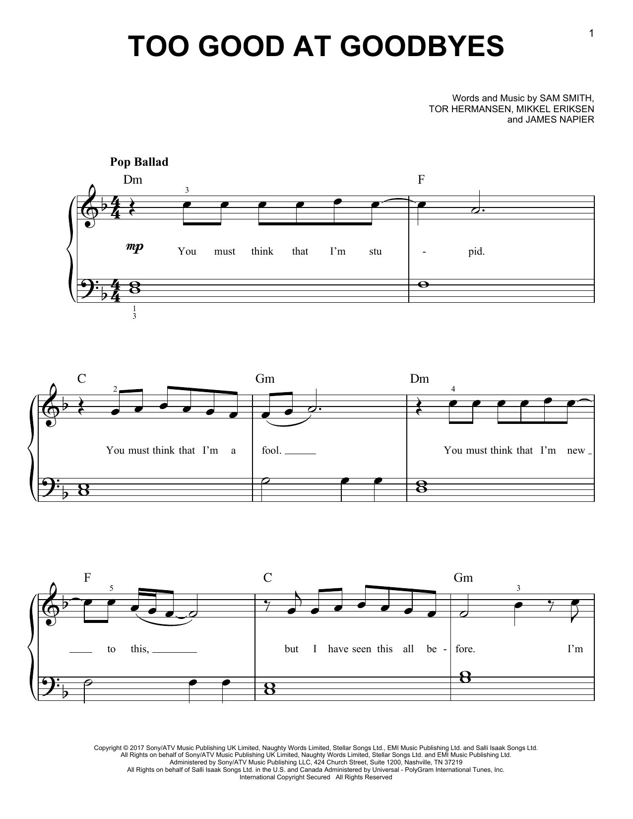 Product gallery: Page 1 of 1 Too Good At Goodbyes, Sam Smith