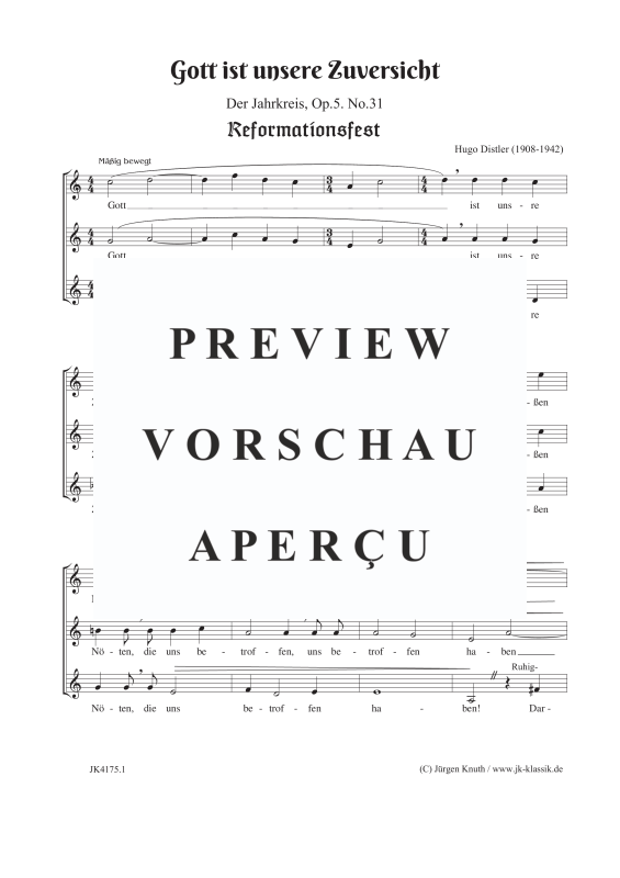 gallery: Gott ist unsere Zuversicht / Der Jahrkreis, Op.5, No.31, , Frauenchor