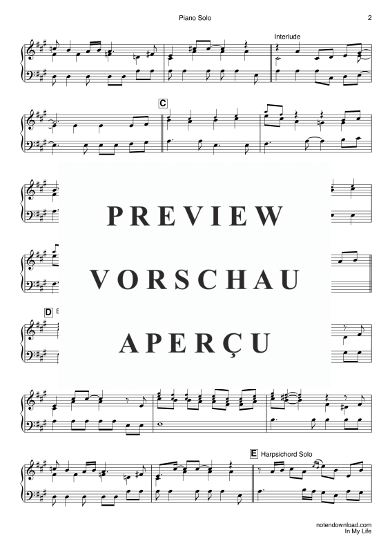 Produktgalerie: Seite 5 von 6 In My Life, Beatles, The, (Klavier einfach)