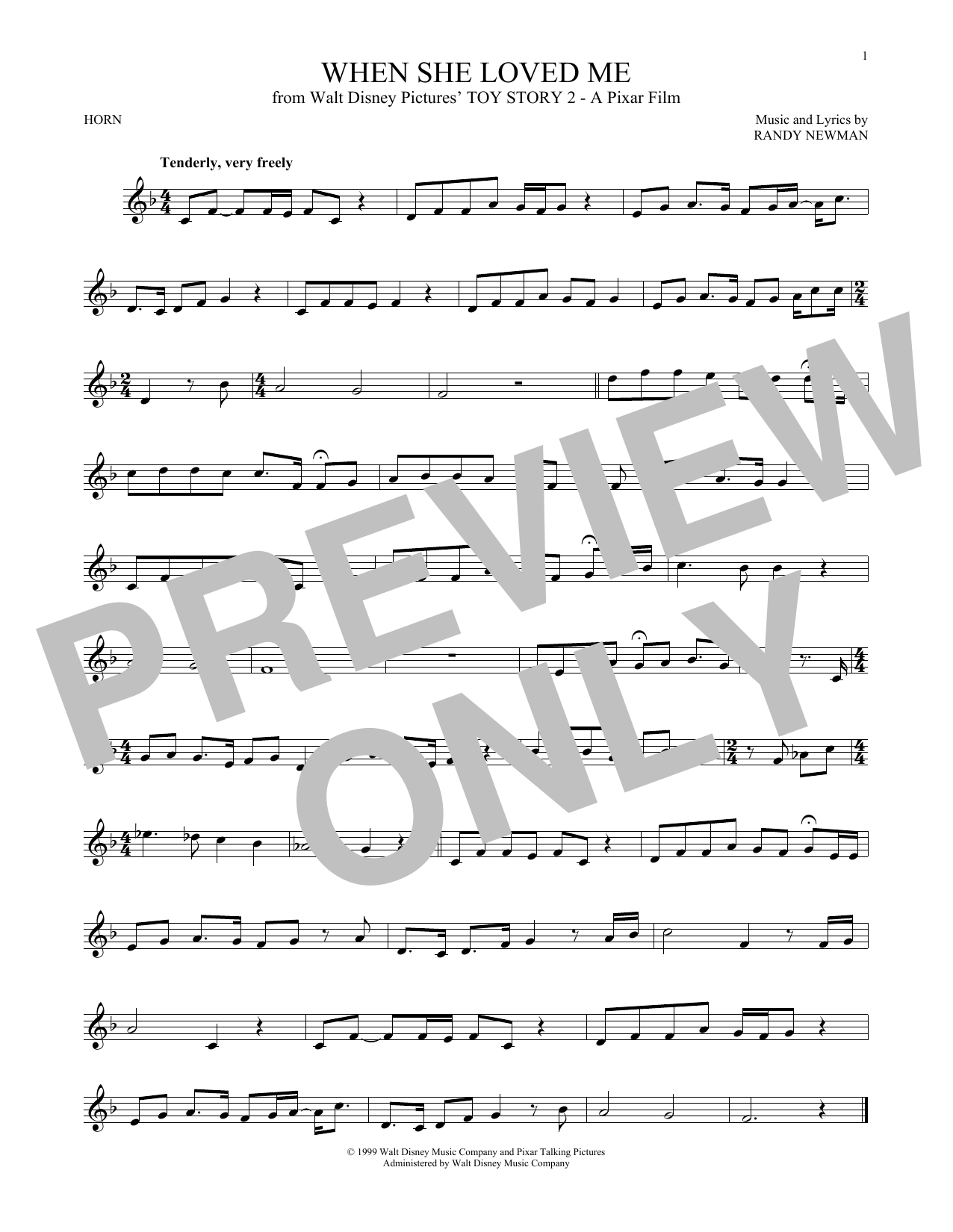 Produktgalerie: Seite 1 von 1 When She Loved Me (from Toy Story 2), Sarah McLachlan, Horn