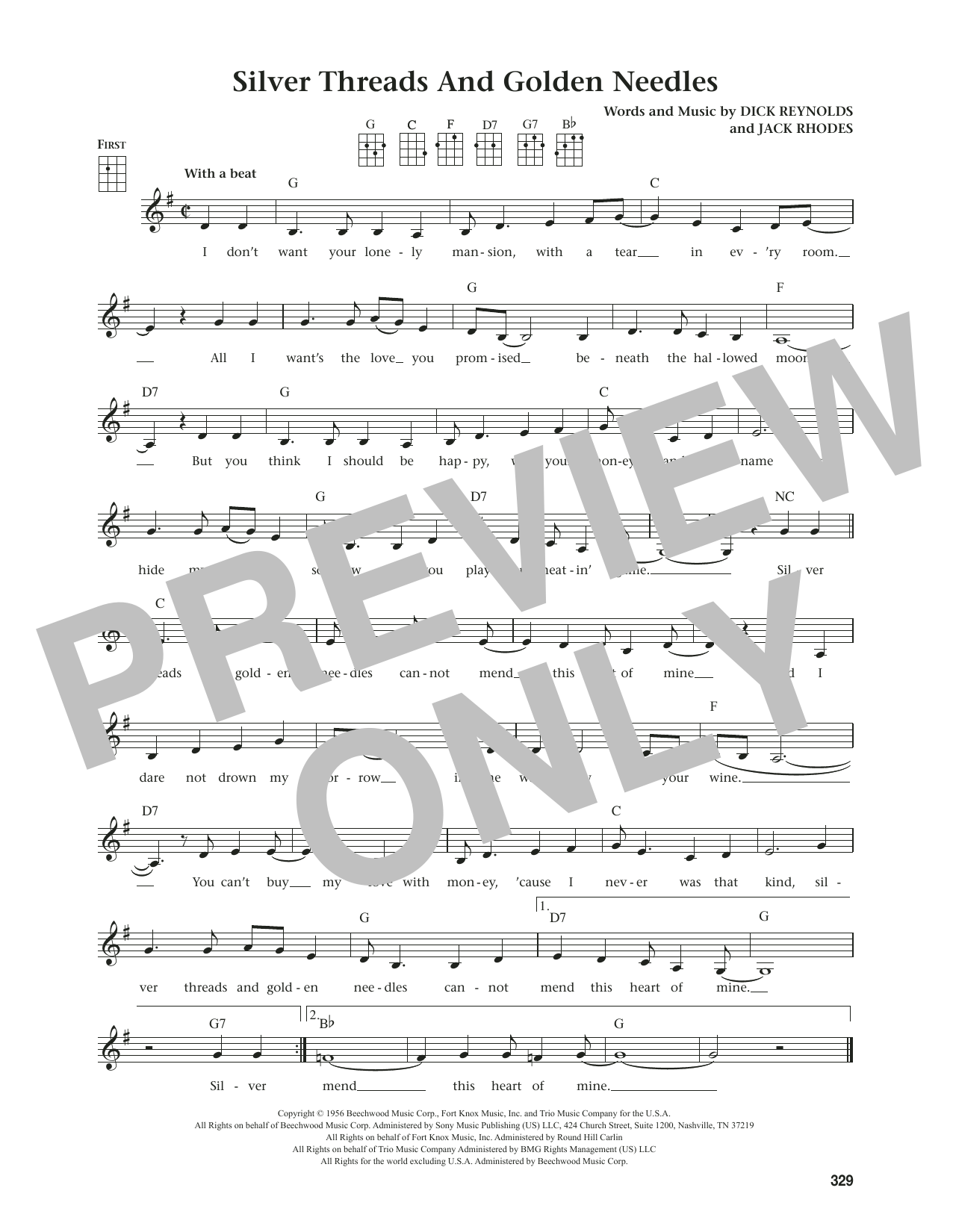 Product gallery: Page 1 of 1 Silver Threads And Golden Needles (from The Daily Ukulele) (arr. Jim Beloff), Linda Ronstadt