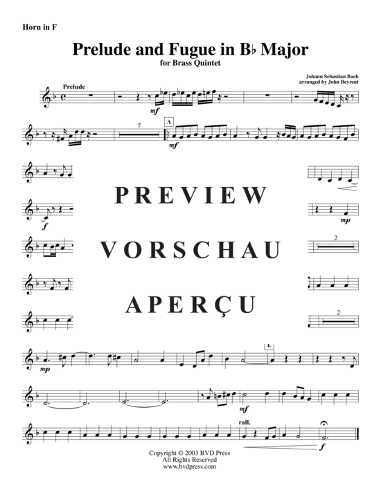 Produktgalerie: Seite 9 von 10 Prelude und Fuge in B-Dur , , (Blechbläserquintett)