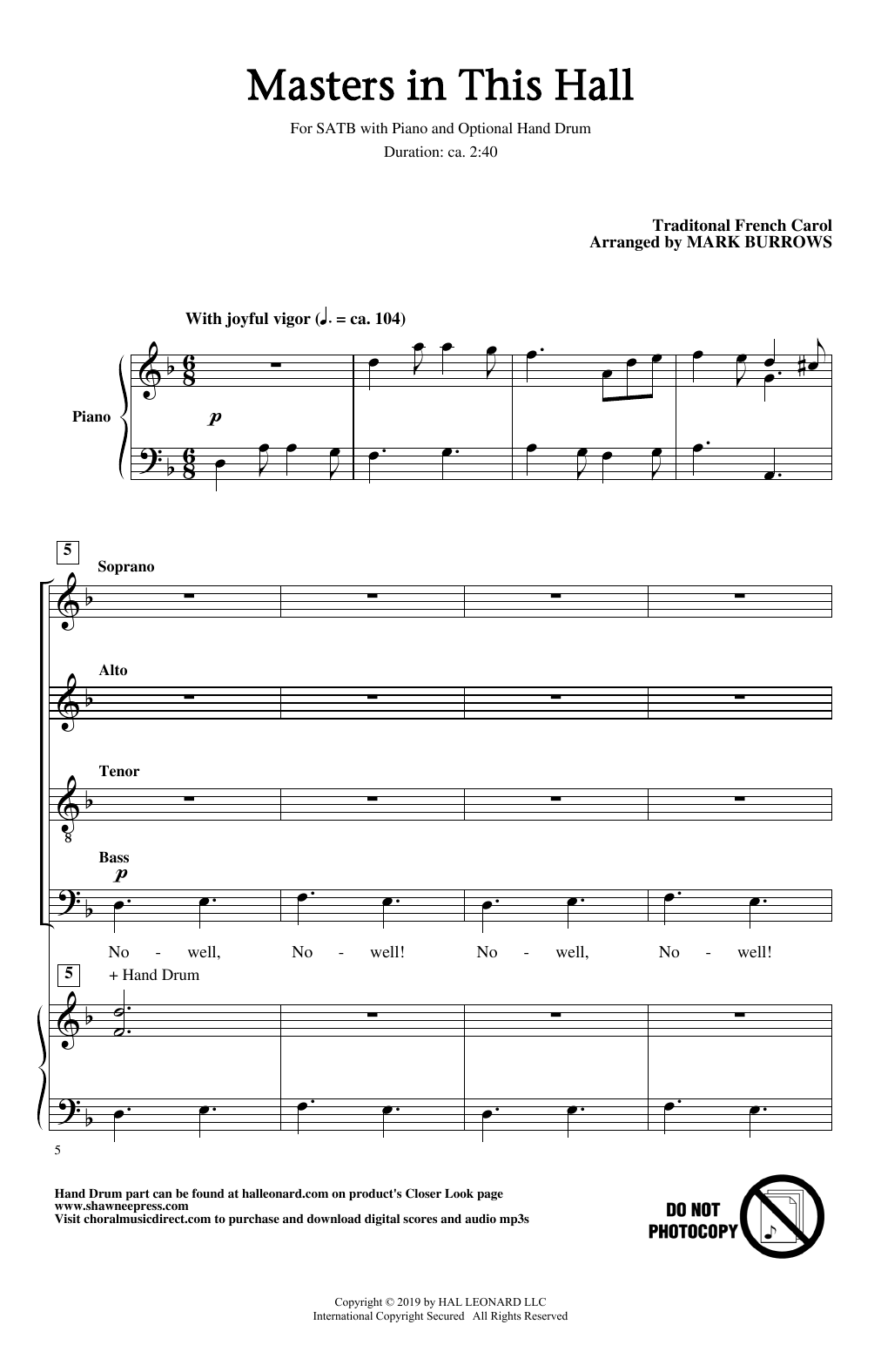 Product picture to: Masters In This Hall (arr. Mark Burrows)