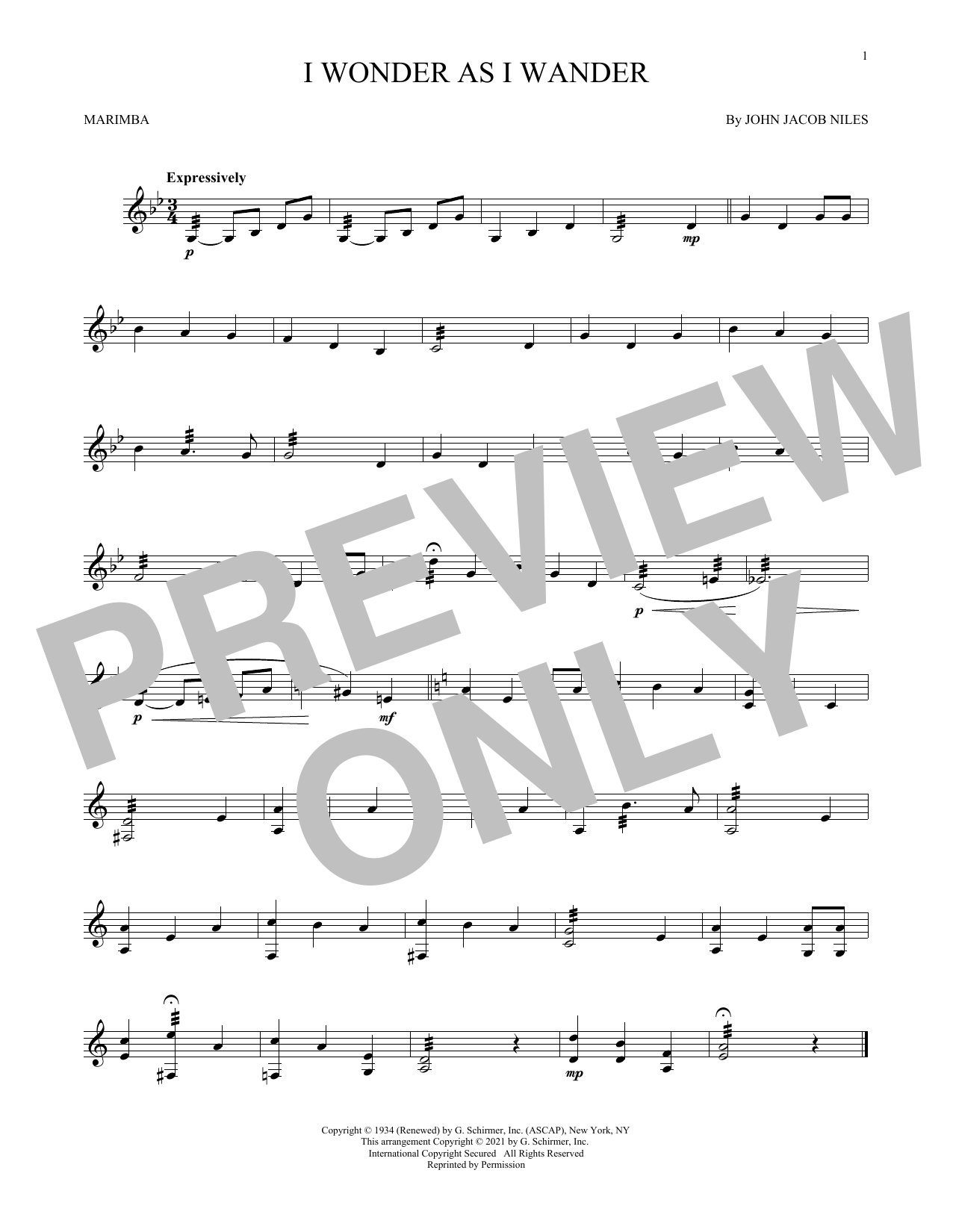 Produktgalerie: Seite 1 von 1 I Wonder As I Wander, John Jacob Niles, Marimba