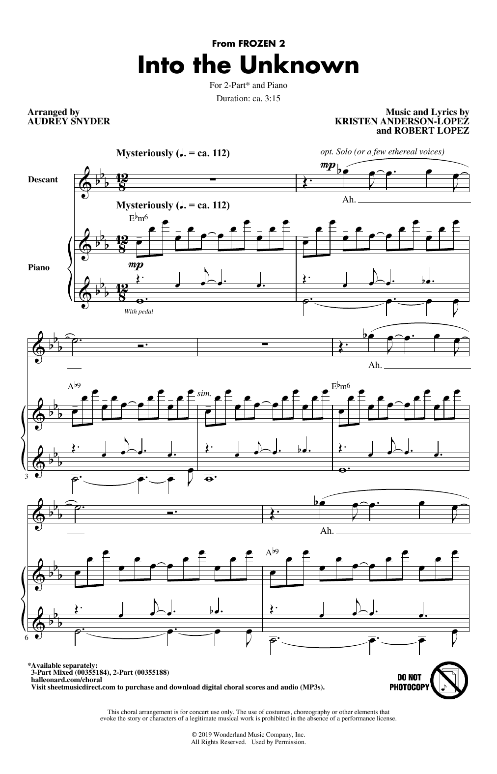 Product picture to: Into The Unknown (from Frozen 2) (arr. Audrey Snyder)