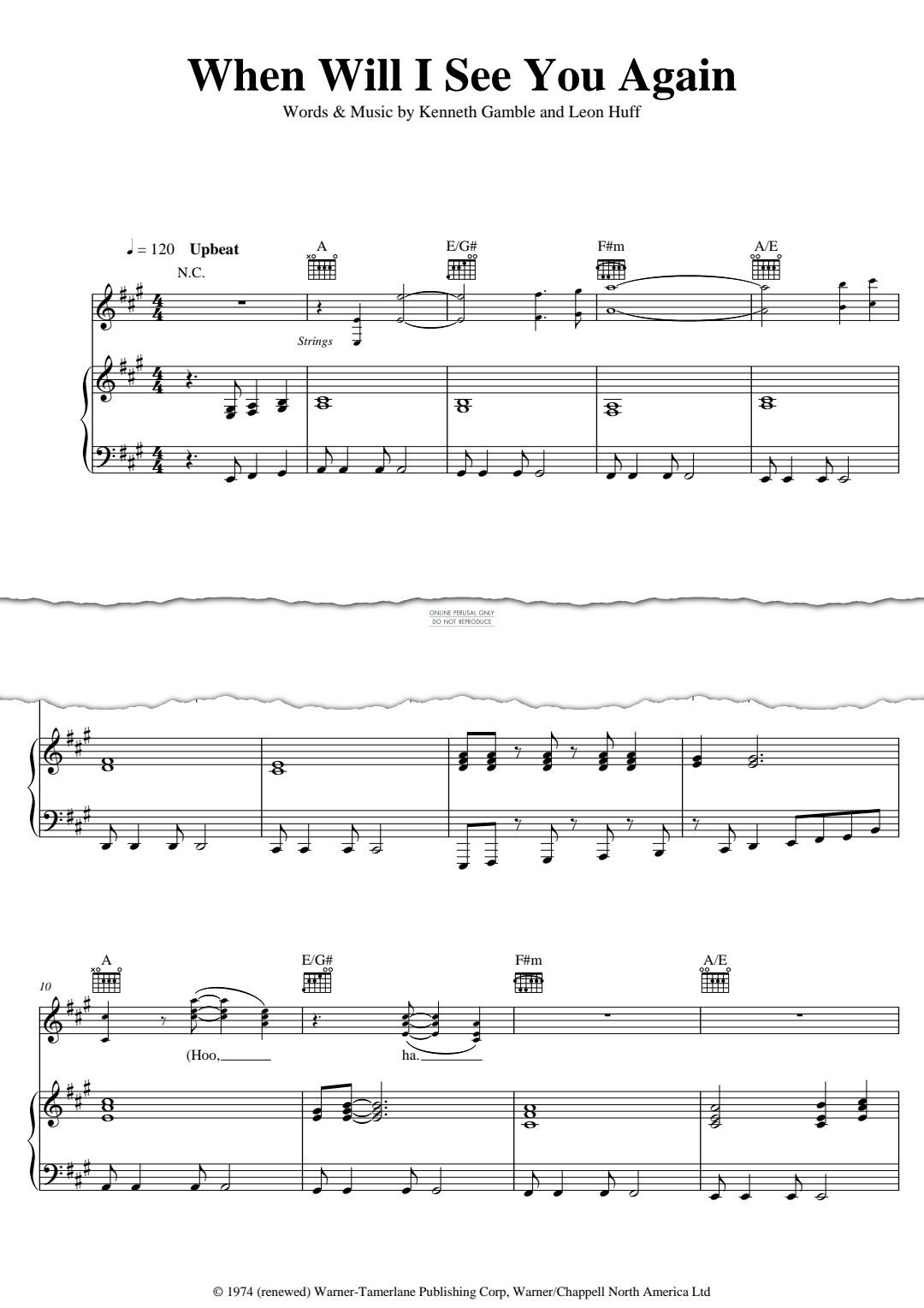 Produktgalerie: Seite 1 von 1 When Will I See You Again, Three Degrees, Gesang, Gitarre, Klavier