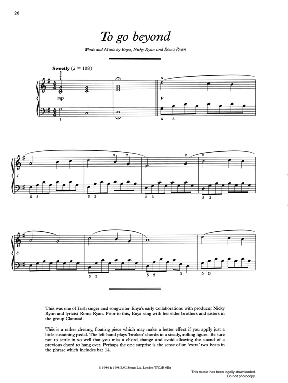Produktgalerie: Seite 1 von 1 To Go Beyond, Enya, Klavier