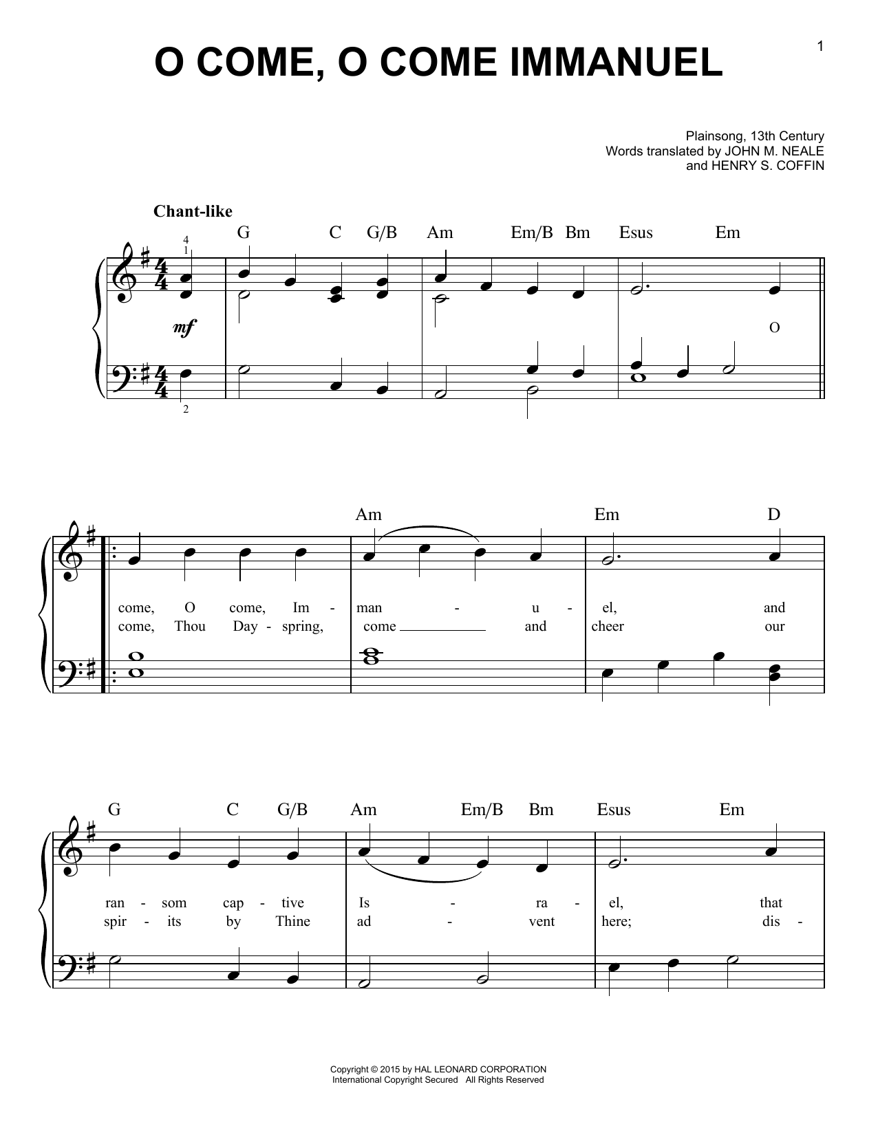 Produktgalerie: Seite 1 von 1 O Come, O Come Immanuel, John M. Neale, Klavier