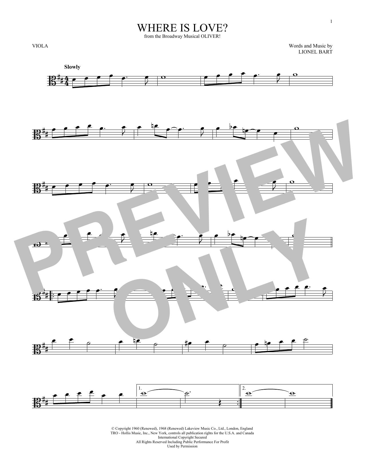 Product gallery: Page 1 of 1 Where Is Love?, Lionel Bart