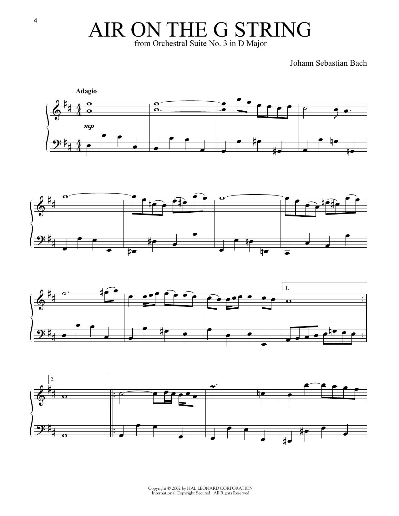 Produktgalerie: Seite 1 von 1 Air On The G String, Johann Sebastian Bach, Klavier