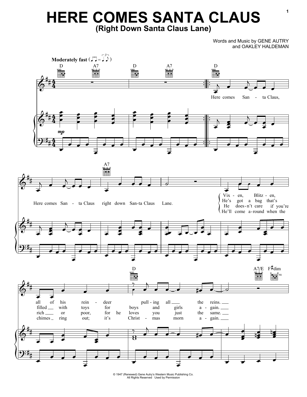 Produktgalerie: Seite 1 von 1 Here Comes Santa Claus (Right Down Santa Claus Lane), Elvis Presley, Gesang, Gitarre, Klavier