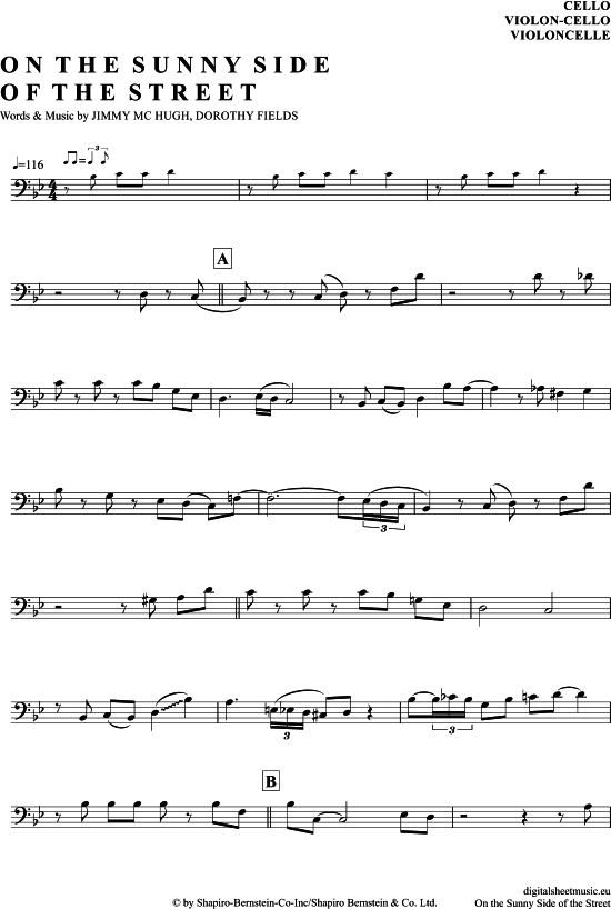 Produktgalerie: Seite 1 von 4 On The Sunny Side Of The Street , McHugh, Jim, (Violon-Cello)