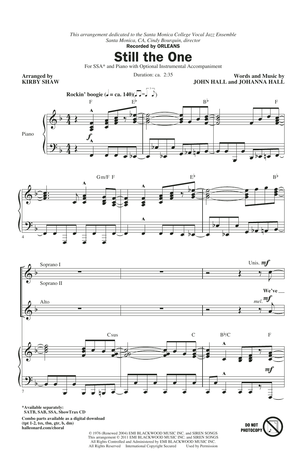Produktgalerie: Seite 1 von 1 Still The One (arr. Kirby Shaw), Orleans, Chor
