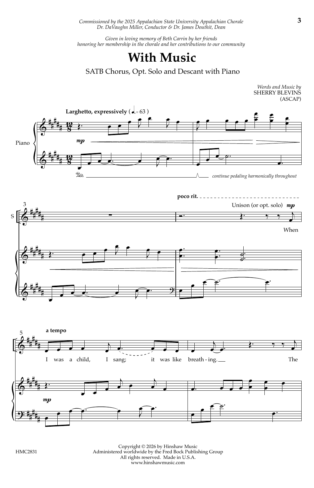 Produktgalerie: Seite 1 von 1 With Music, Sherry Blevins, Chor