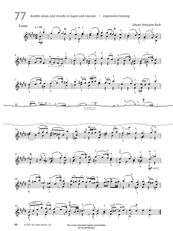 Produktgalerie: Seite 1 von 1 Study No.77 Loure (from '80 Graded Studies For Violin Book Two'), Johann Sebastian Bach, Violine