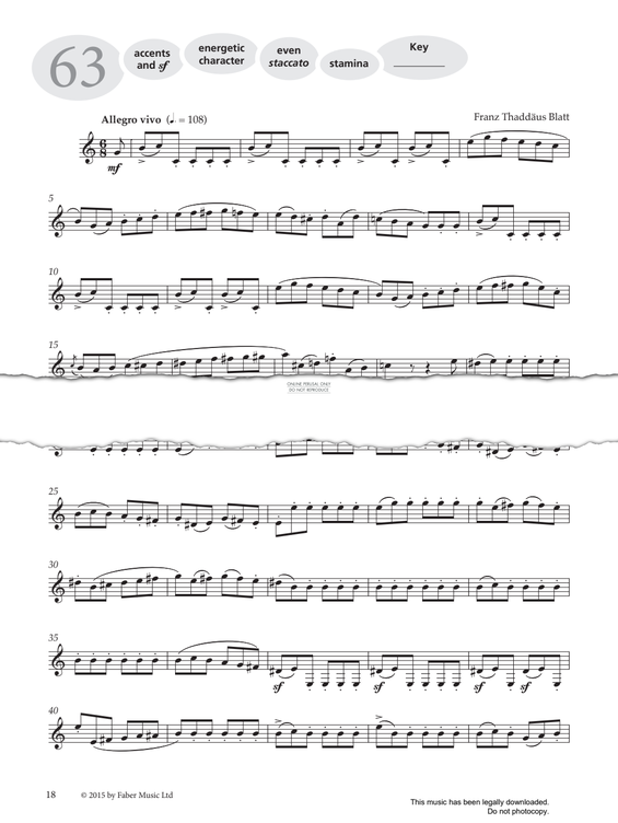 Product gallery: Page 1 of 1 Study No.63 'Allegro Vivo' (from 'More Graded Studies For Clarinet Book Two'), Franz Blatt