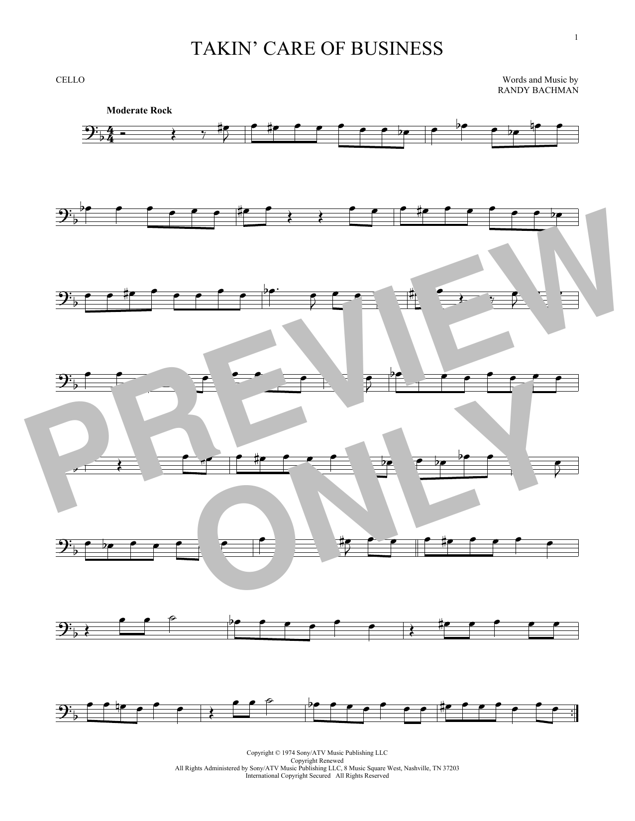 Produktgalerie: Seite 1 von 1 Takin' Care Of Business, Bachman-Turner Overdrive, Violoncello